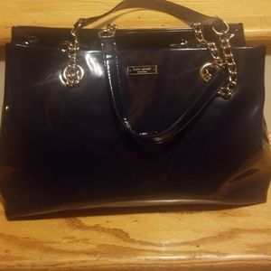 Kate Spade navy patent leather handbag